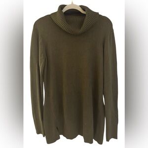 H By Halston Sweater Womens Medium Green Cowl Neck Long Sleeve Tunic Knit Top